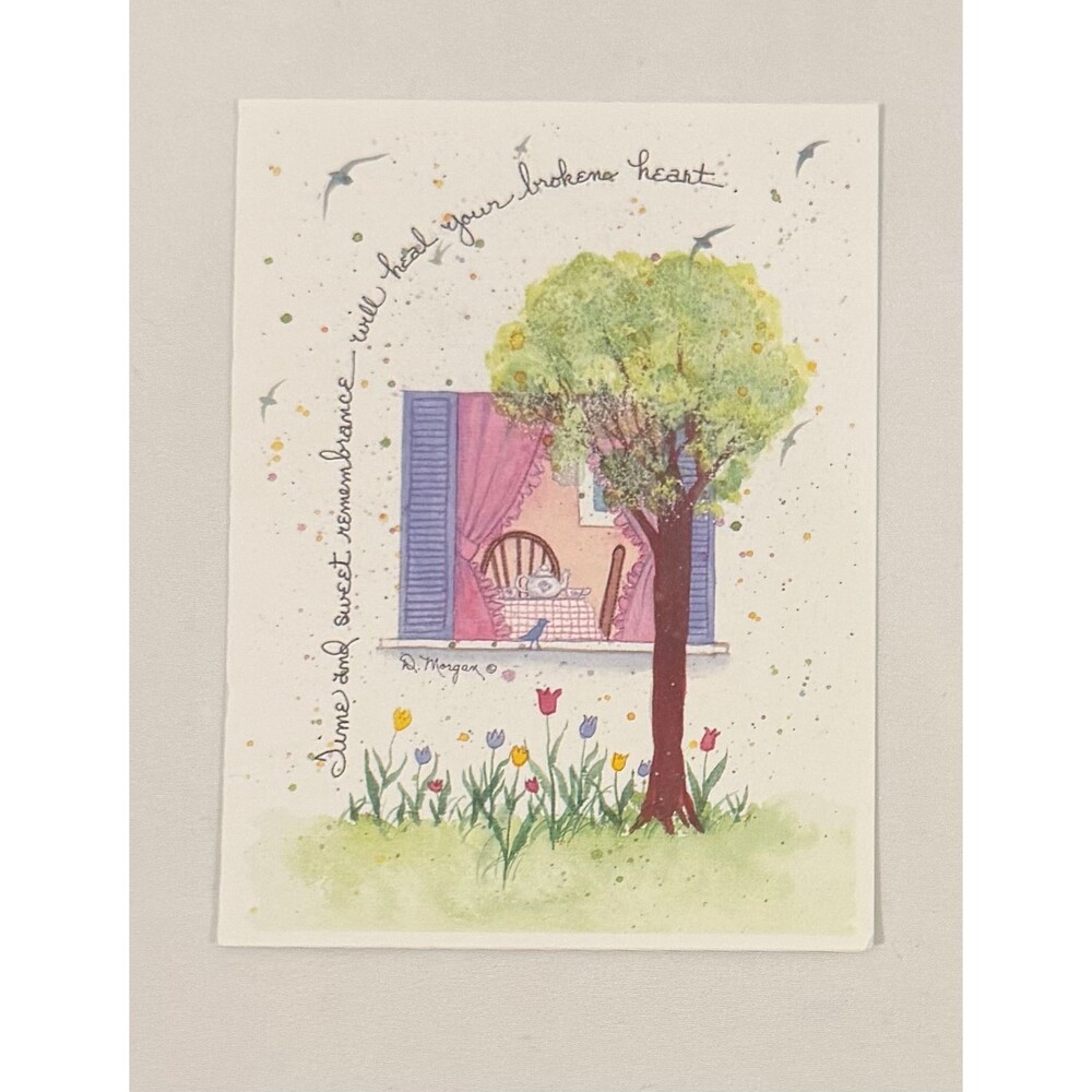 Y2k Ephemera Vintage D. Morgan Watercolor Greeting Cards Set of 5 w Envelopes